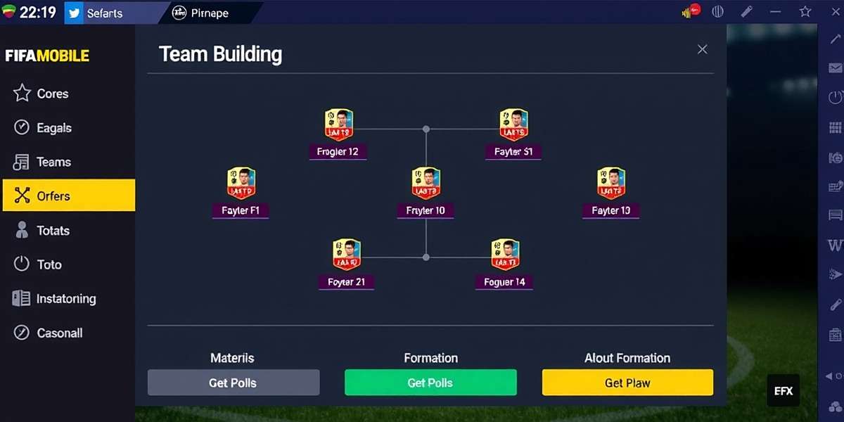 FIFA Mobile formation selection screen showing various formation options with player positions