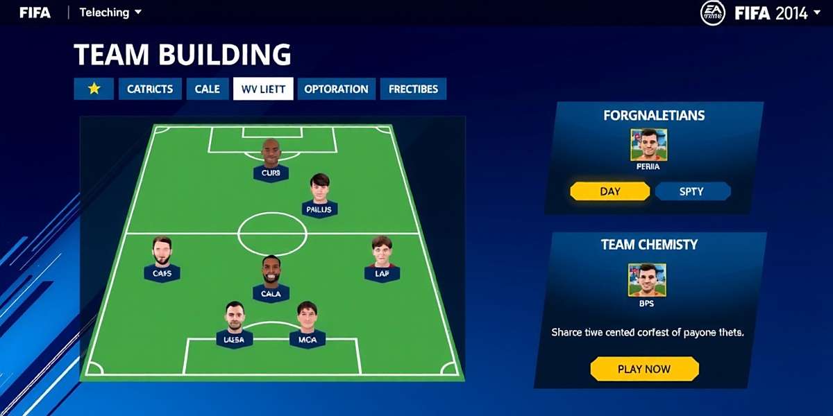 FIFA Mobile Team Building interface showing player selection, formation setup and team chemistry